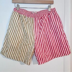 Marni Red and Tan Striped Swim Trunks